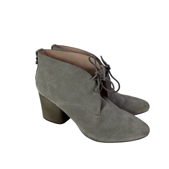 French connection Boots Womens 11 Gray Dinah Suede Leather Block heeled lace Up - Picture 1 of 10